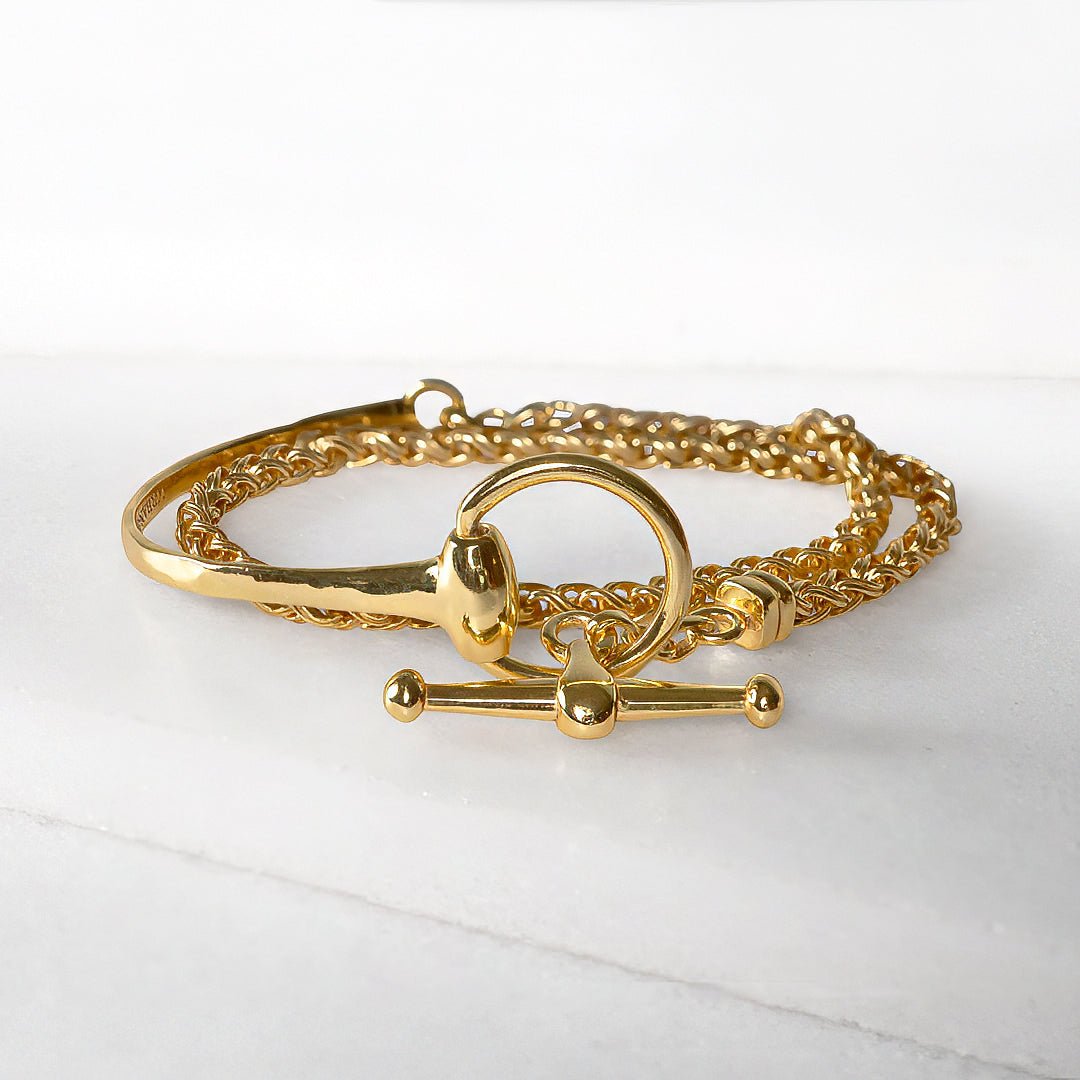 Odeza - Stylized Horse Bit Bracelet in Gold &amp; Black