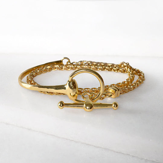 Odeza - Stylized Horse Bit Bracelet in Gold &amp; Black