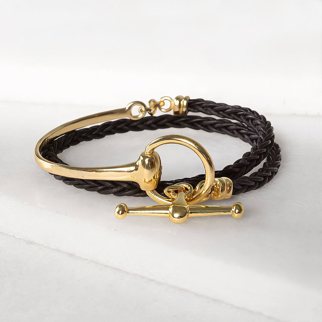 Odeza - Stylized Horse Bit Bracelet in Gold &amp; Black