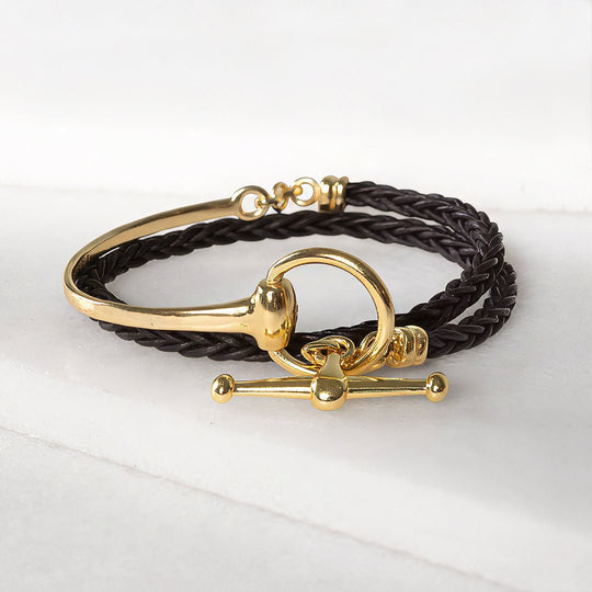 Odeza - Stylized Horse Bit Bracelet in Gold &amp; Black