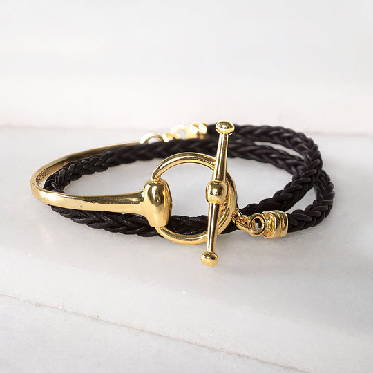 Odeza - Stylized Horse Bit Bracelet in Gold &amp; Black