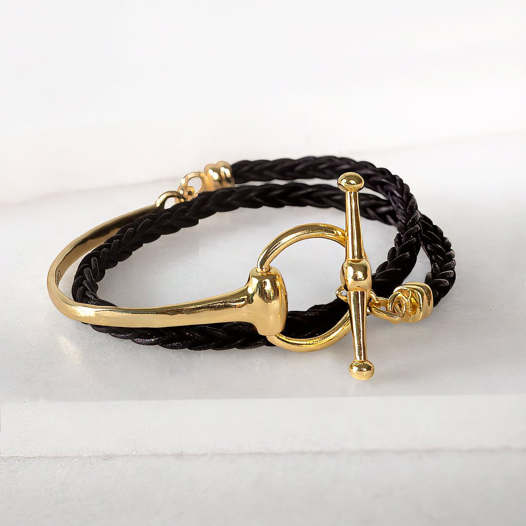 Odeza - Stylized Horse Bit Bracelet in Gold &amp; Black