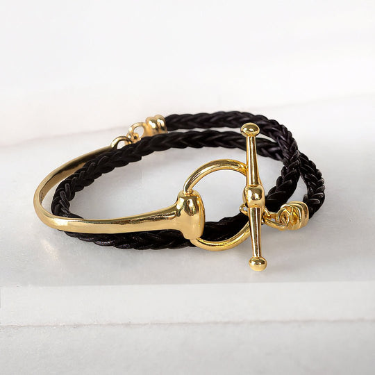 Odeza - Stylized Horse Bit Bracelet in Gold &amp; Black