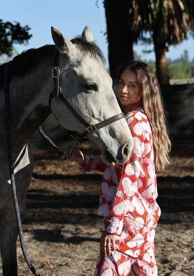 Horsebond PJ’s Set Long Sleeve | Red & White | Equestrian Sleepwear Collection