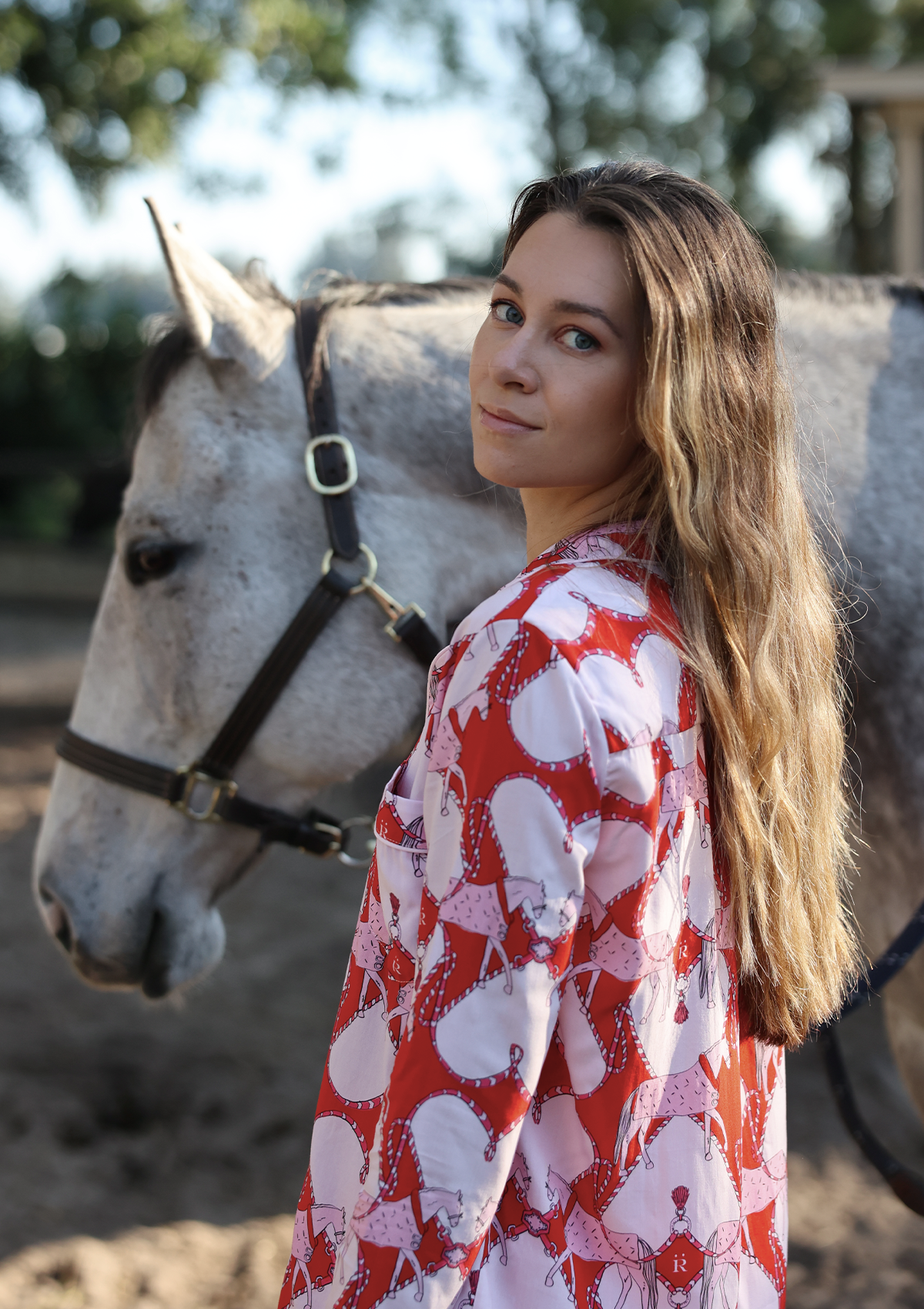 Horsebond PJ’s Set Long Sleeve | Red & White | Equestrian Sleepwear Collection