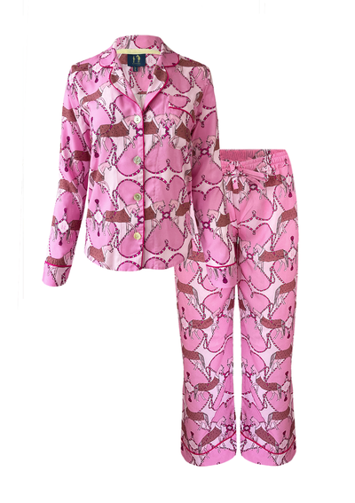 Horsebond PJ’s Set Long Sleeve | Pink | Equestrian Sleepwear Collection