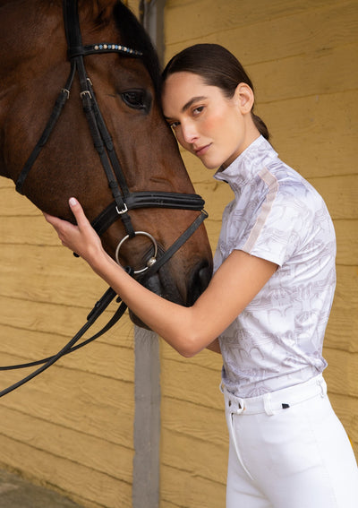 Plume Quarter-Zip | Short Sleeve | Steed Print | Nude