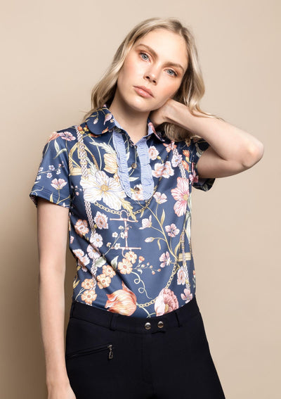 Prairi Polo-Shirt Short Sleeve | Botany Print Navy