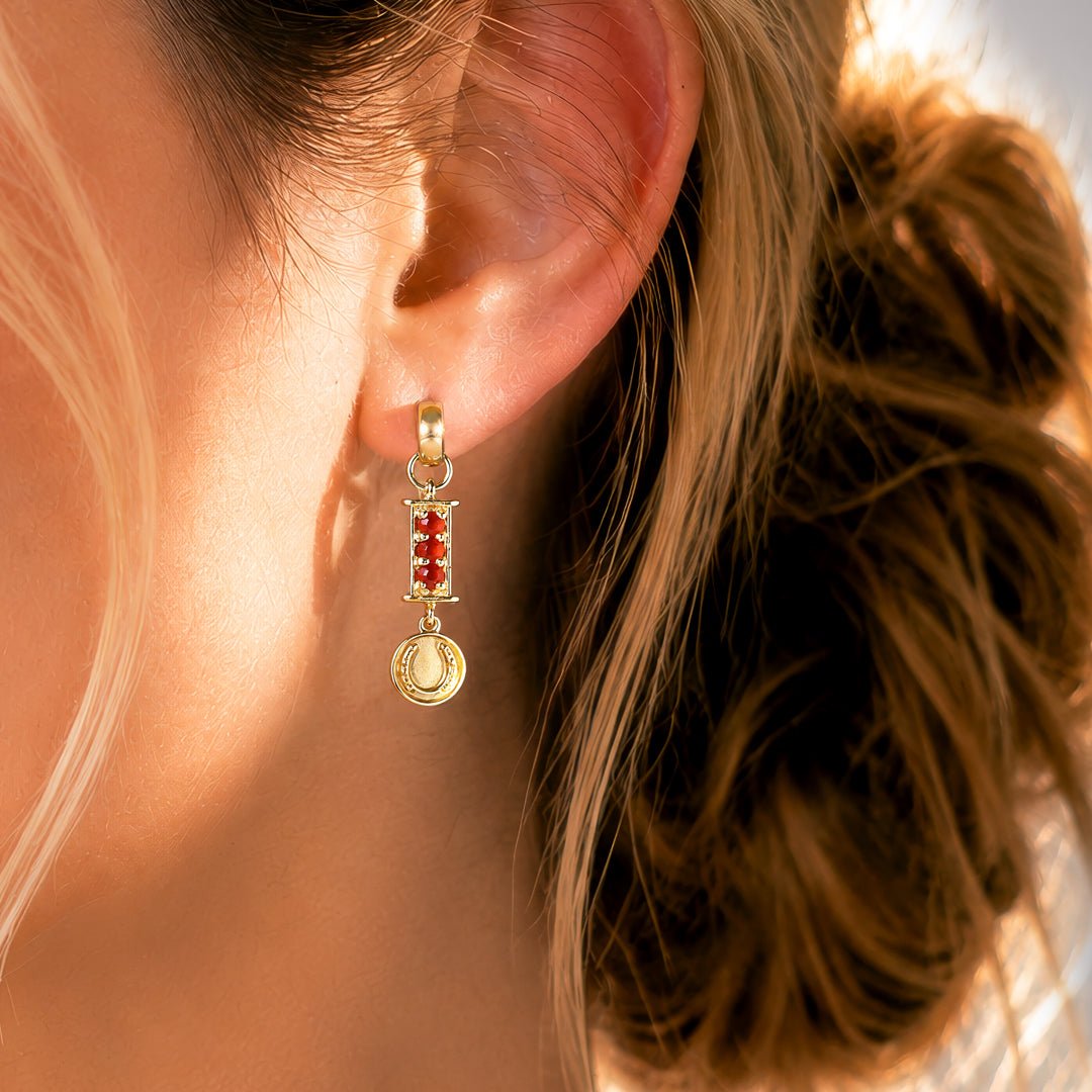 Prism - Carnelian Horseshoe Coin Earring