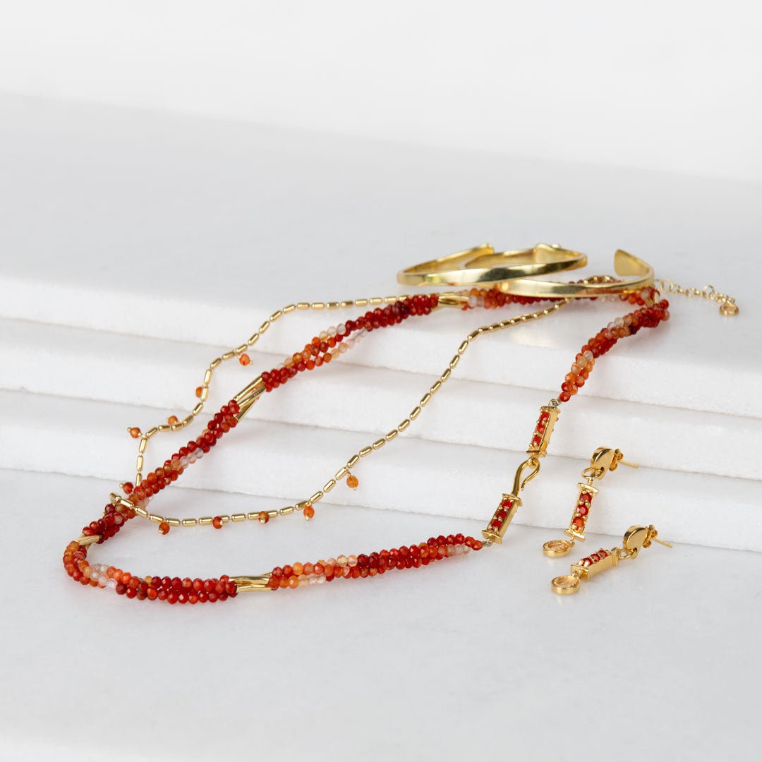 Prism - Carnelian Horseshoe Coin Earring