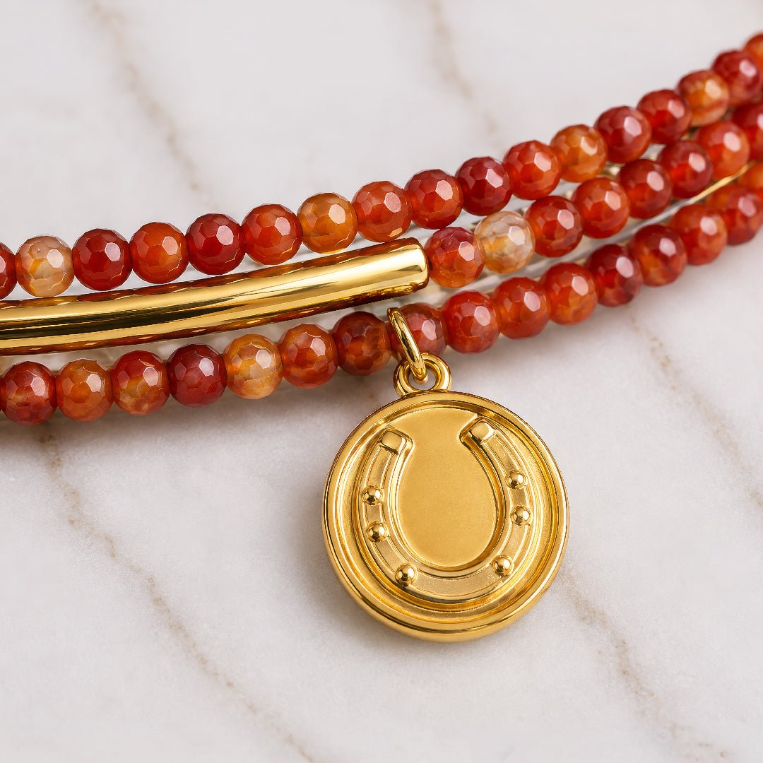 Prism - Carnelian Horseshoe Coin Equestrian Bracelet