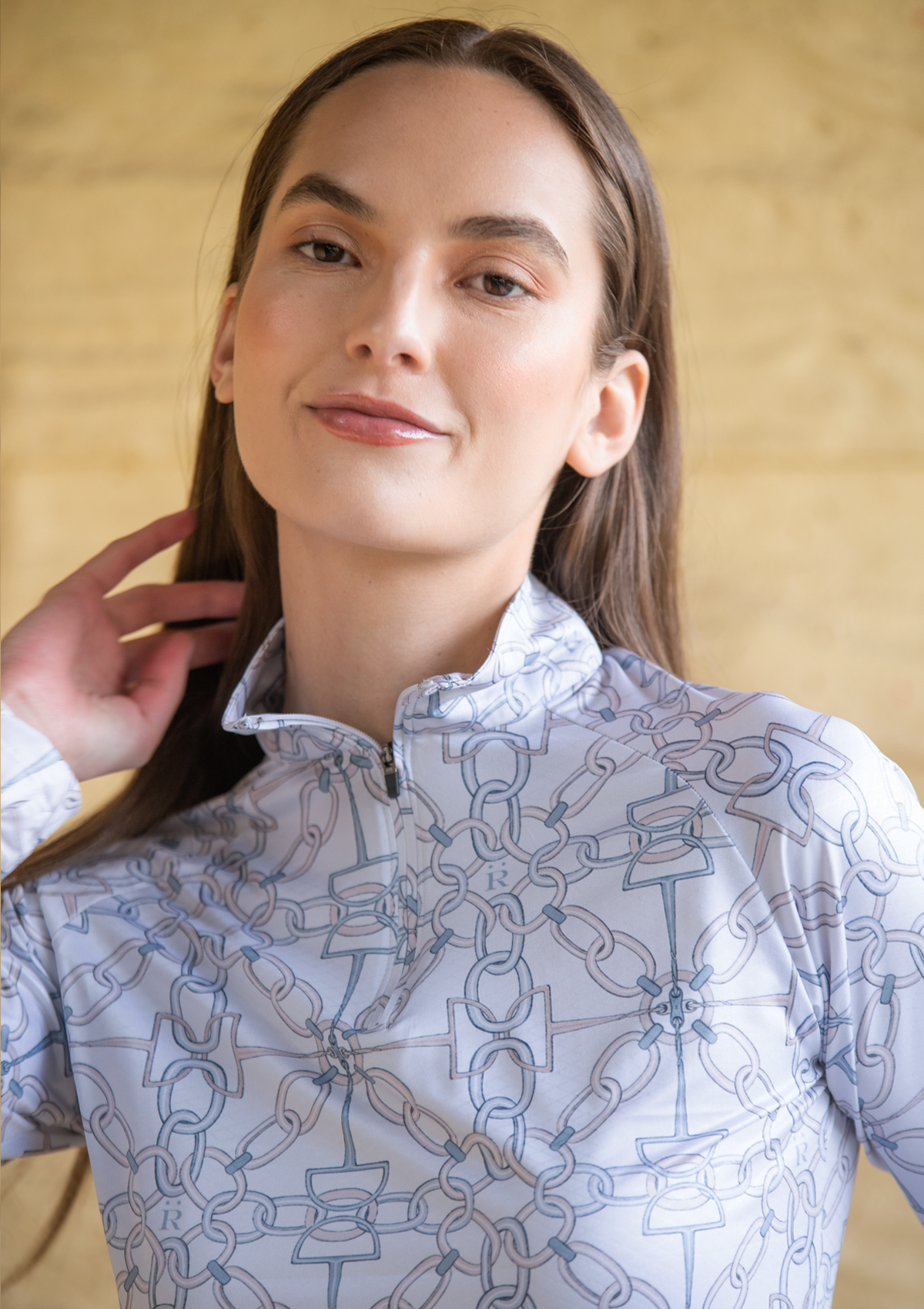 Bliss Quarter Zip Chainlink Print - Long Sleeve | Powder