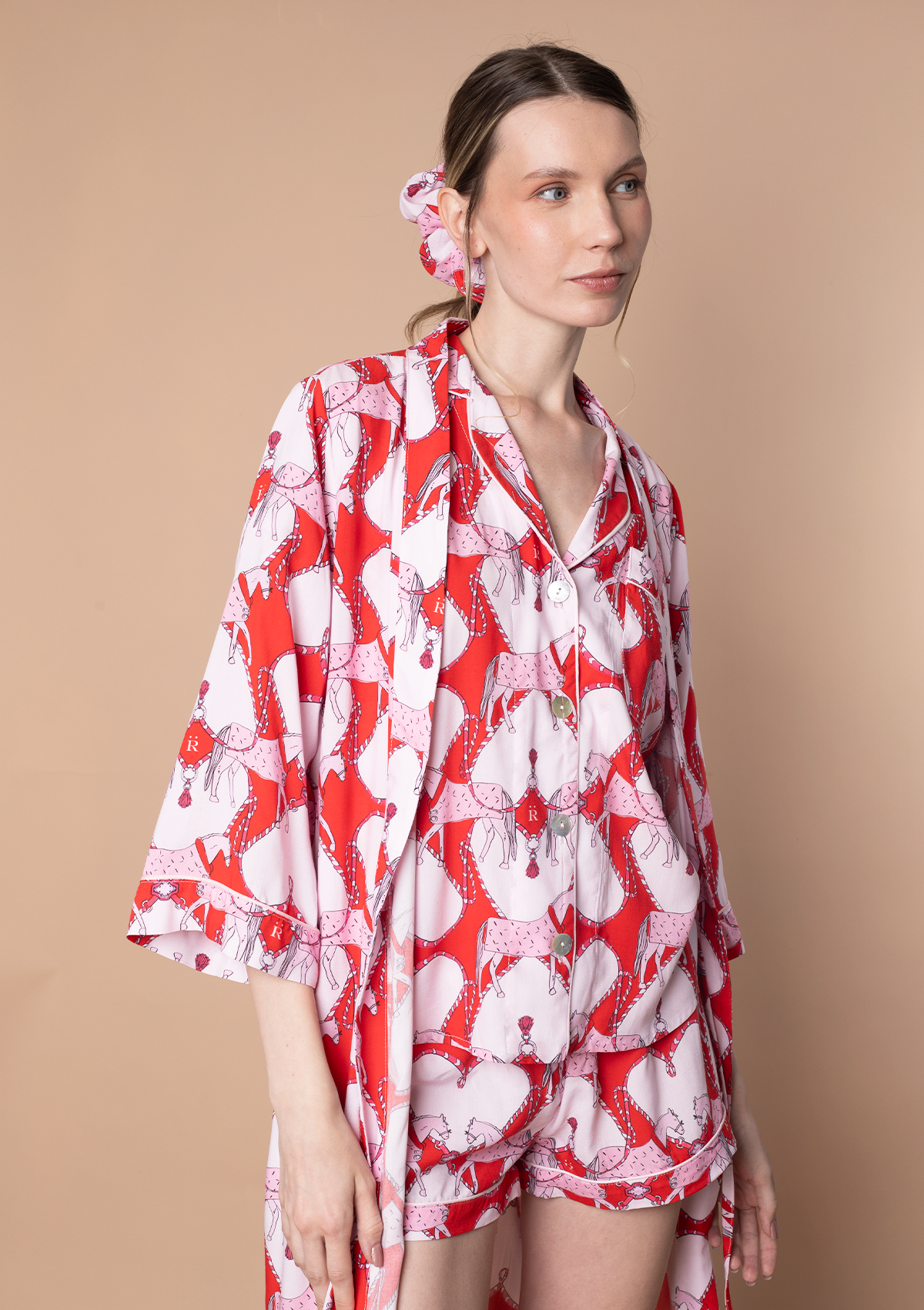 Horsebond Robe | Red & White | Equestrian Sleepwear Collection