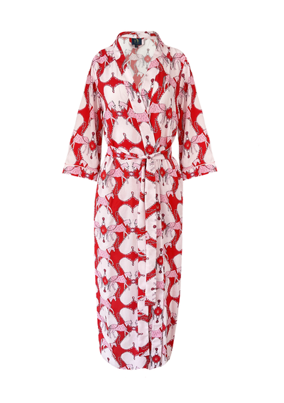 Horsebond Robe | Red & White | Equestrian Sleepwear Collection