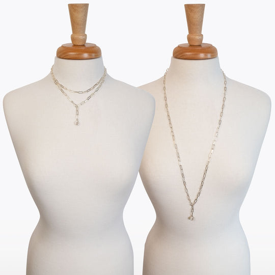 Roxy - Paperclip Chain w/ Horseshoe Coin - Large Link in Silver