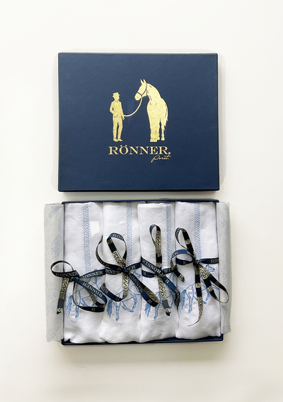 Embroidered Dinner Napkins Horses | Blue | Set of 4