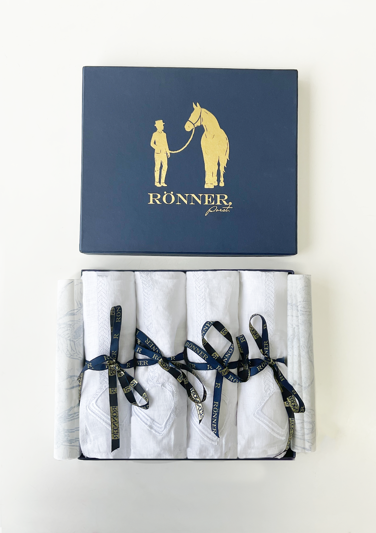 Embroidered Dinner Napkins Horses | White | Set of 4