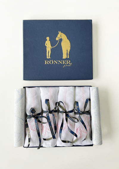 Embroidered Dinner Napkins Horses  | Pink | Set of 4