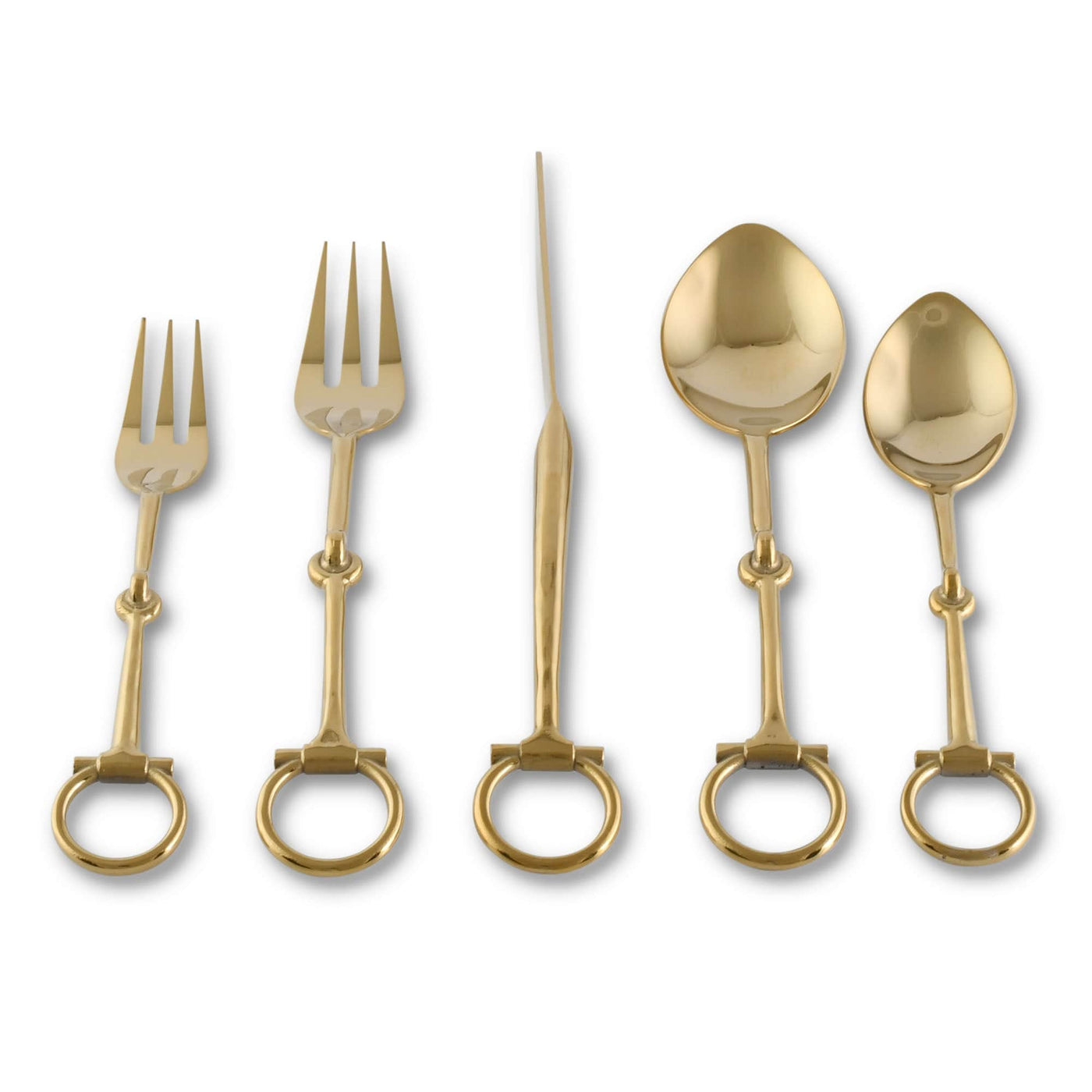 Bit  Five piece Flatware Set - Stainless Steel Shiny Gold