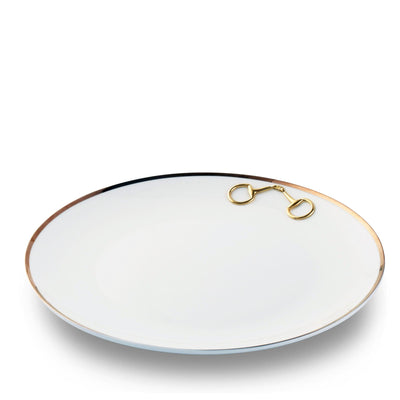 Gold Bit Bone China Round Dinner Plate Gold Rim