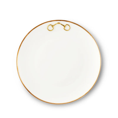 Gold Bit Bone China Round Salad / Dessert Plate Gold Rim