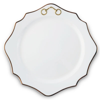 Gold Bit Bone China Scallop Charger Gold Rim