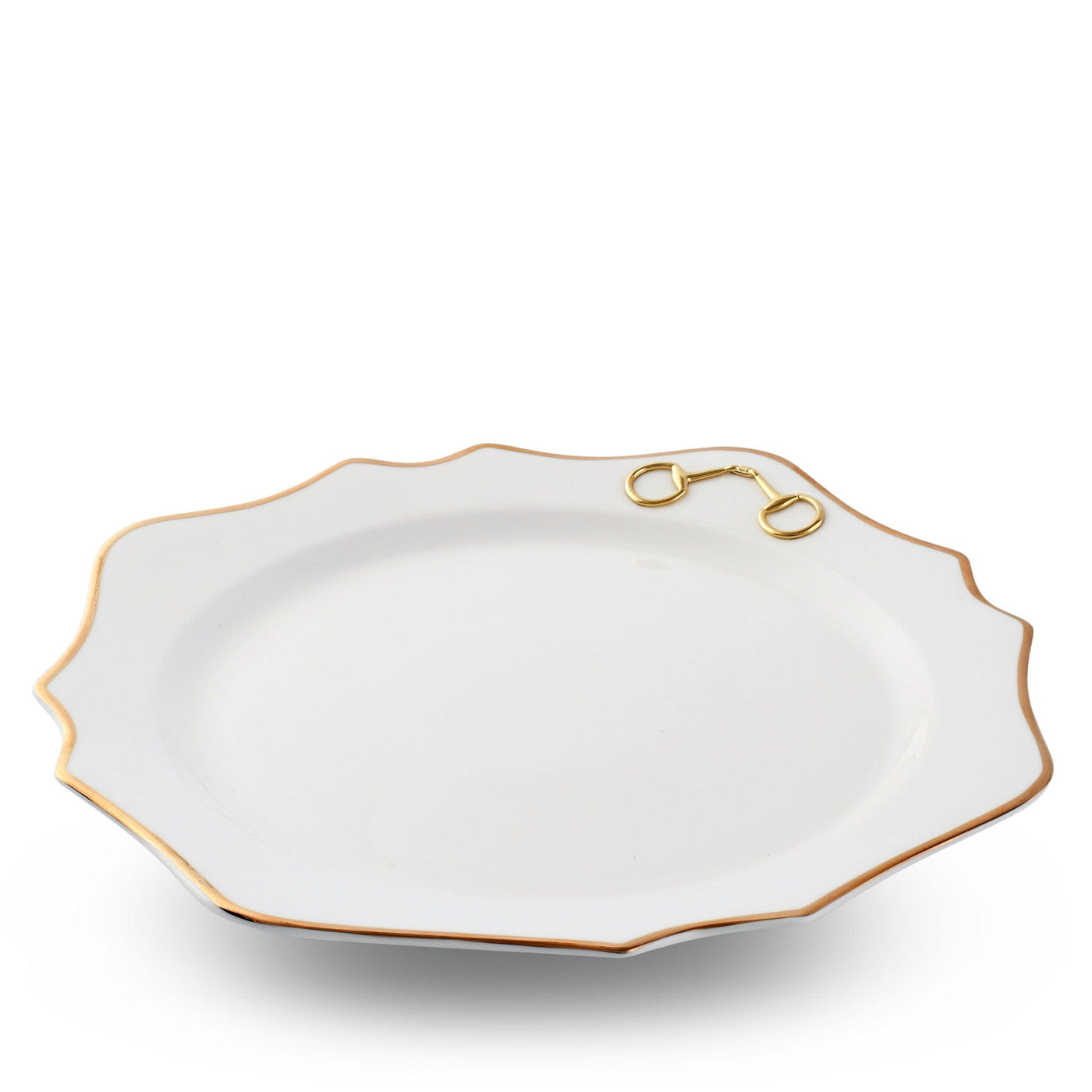 Gold Bit Bone China Scallop Charger Gold Rim