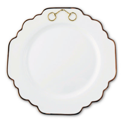 Gold Bit Bone China Scallop Dinner Plate Gold Rim