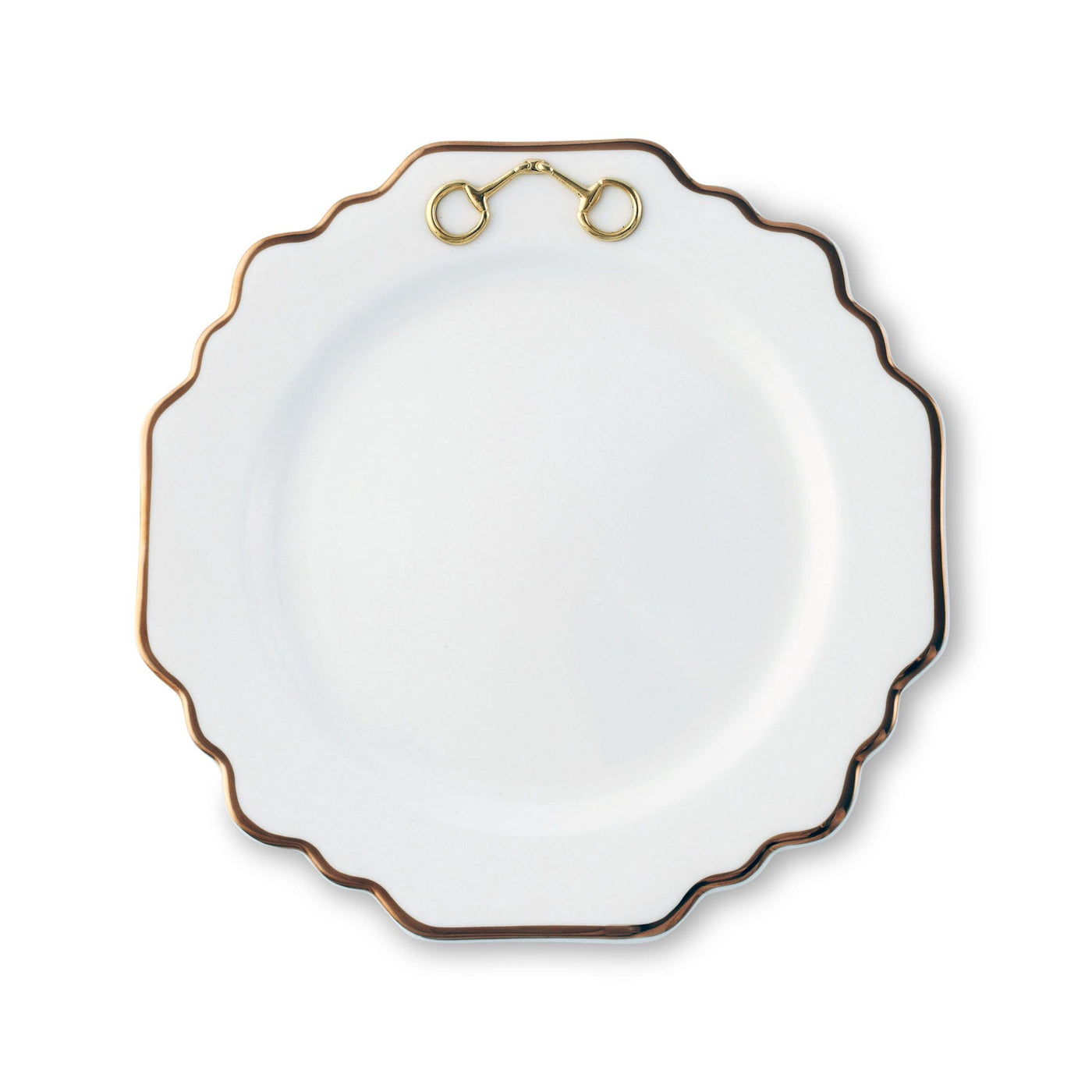 Gold Bit Bone China Scallop Salad Plate Gold Rim