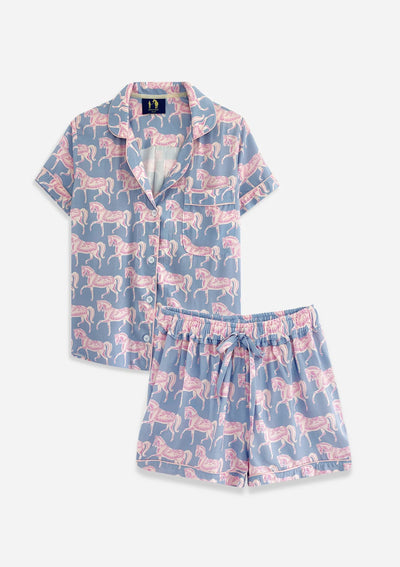 Whisper Short Sleeve Pajama Set | Blossomare Print | Ice Blue