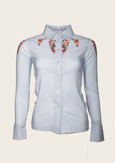 Joie Floral & Blue Stripe Ladies’ Button Shirt by Espoir Equestrian