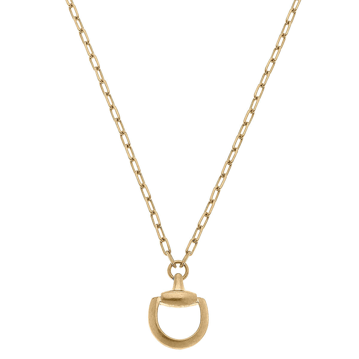 Andie Horsebit Pendant Chain Necklace in Worn Gold by CANVAS