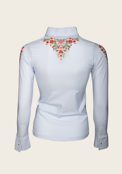 Joie Floral & Blue Stripe Ladies’ Button Shirt by Espoir Equestrian