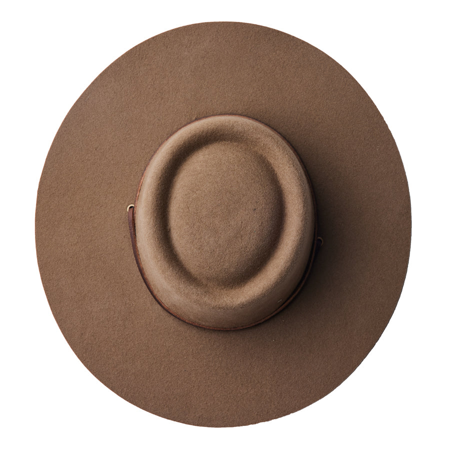 Zoila Wool Boater Hat - Tan by Made by Minga