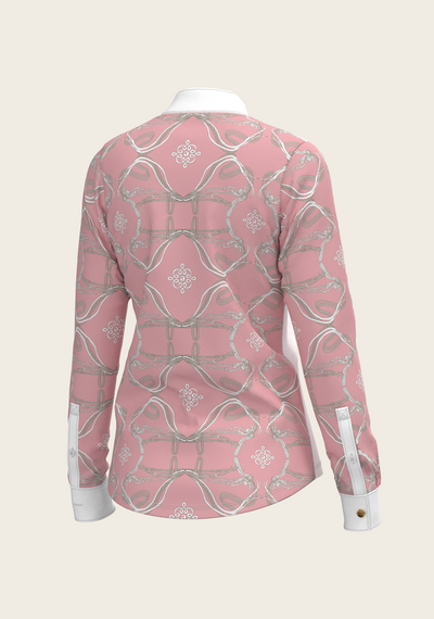 Roped Bridles on Rose Long Sleeve Show Shirt by Espoir Equestrian