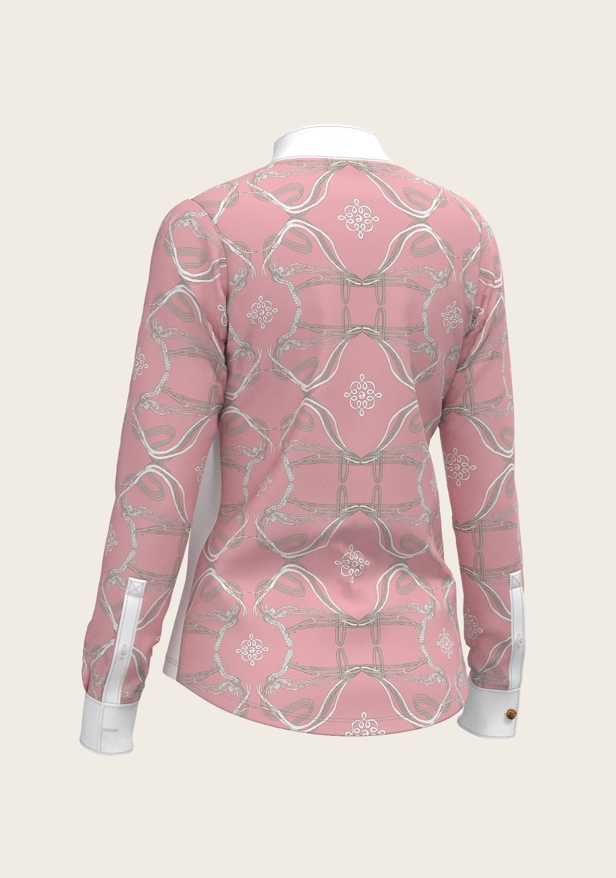 Roped Bridles on Rose Long Sleeve Show Shirt by Espoir Equestrian