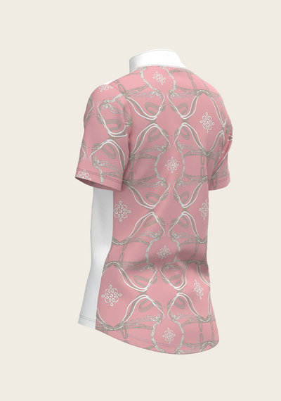 Roped Bridles on Rose Short Sleeve Show Shirt by Espoir Equestrian
