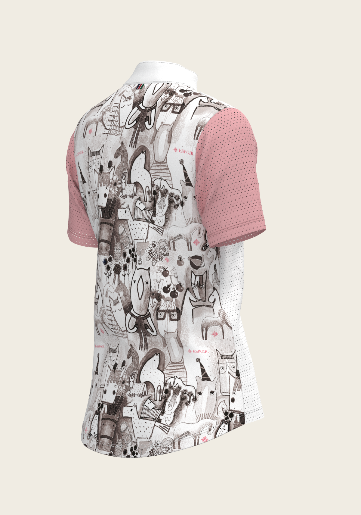 The Horse Fair Monochrome Short Pleated with Rose Short Sleeve Show Shirt by Espoir Equestrian