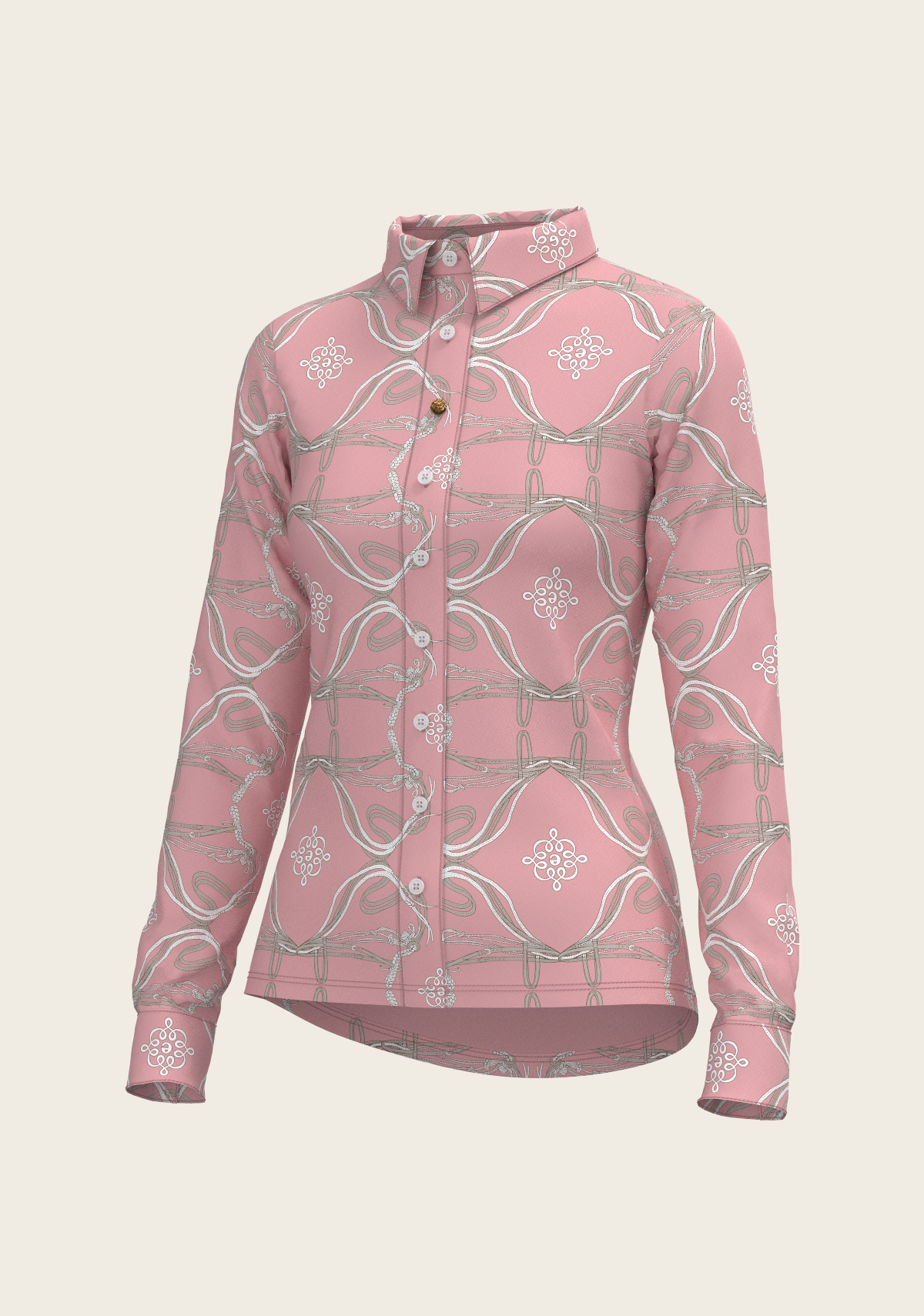 Roped Bridles on Rose Ladies Button Shirt by Espoir Equestrian