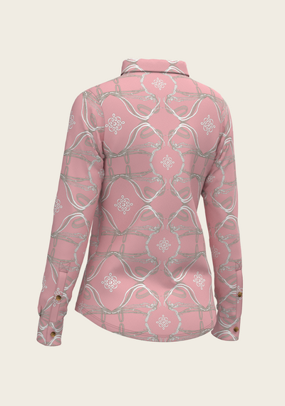 Roped Bridles on Rose Ladies Button Shirt by Espoir Equestrian