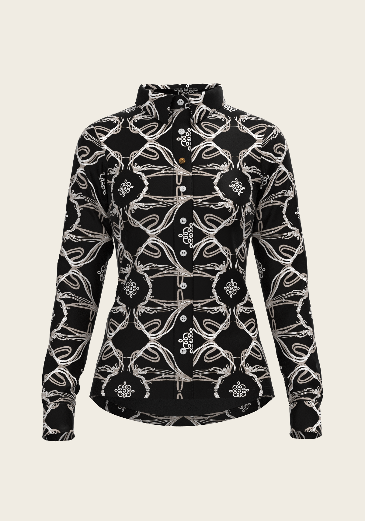 Roped Bridles on Black Ladies Button Shirt by Espoir Equestrian