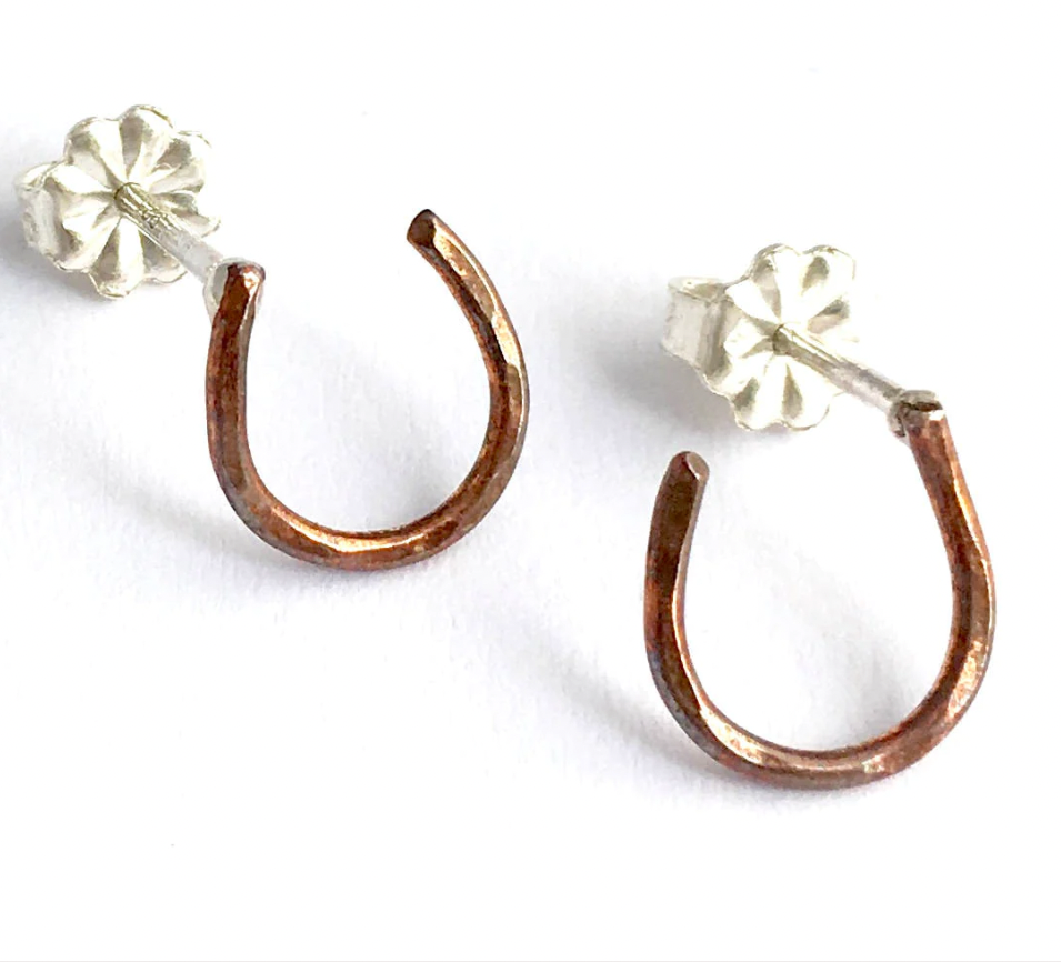Lucky Horseshoe Stud Earrings, Gold Fill by Jennifer Cervelli