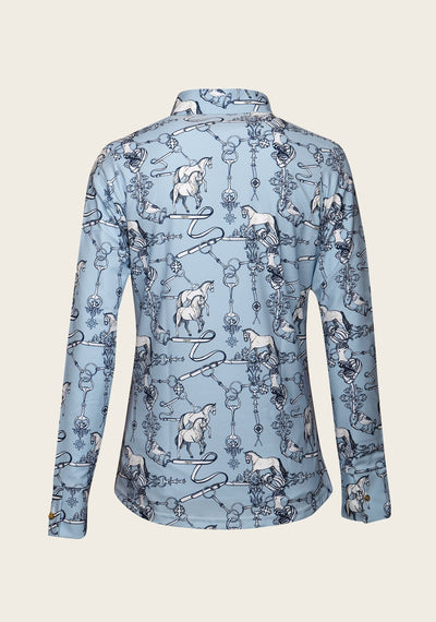 Espoir Sky Blue Carnival Ladies’ Button Shirt by Espoir Equestrian