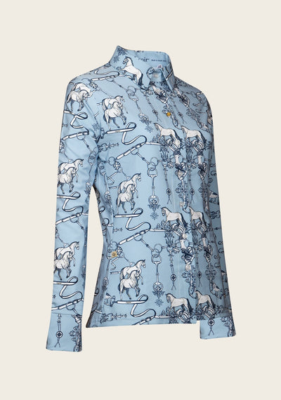 Espoir Sky Blue Carnival Ladies’ Button Shirt by Espoir Equestrian